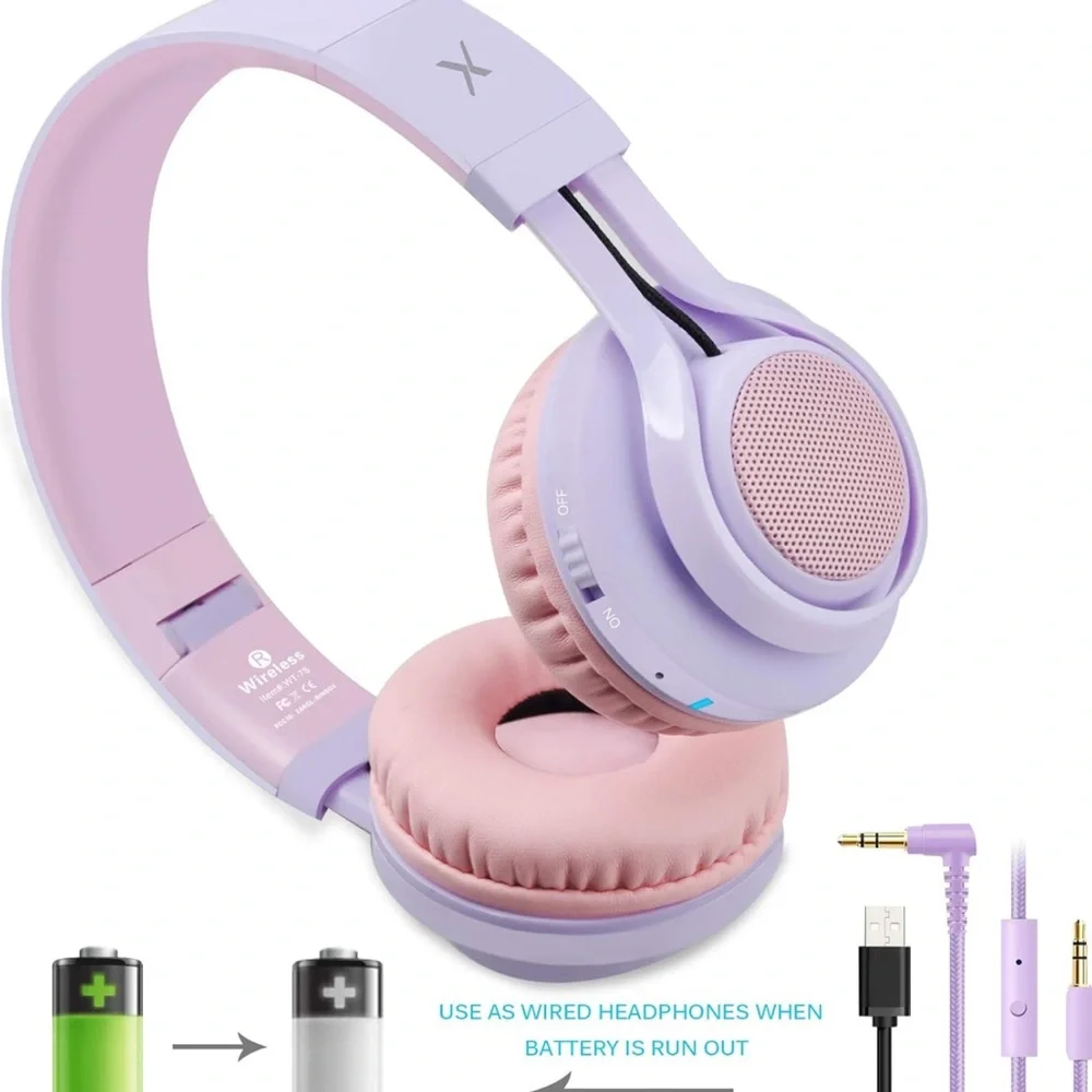 Wireless Pink and Purple Headphones
